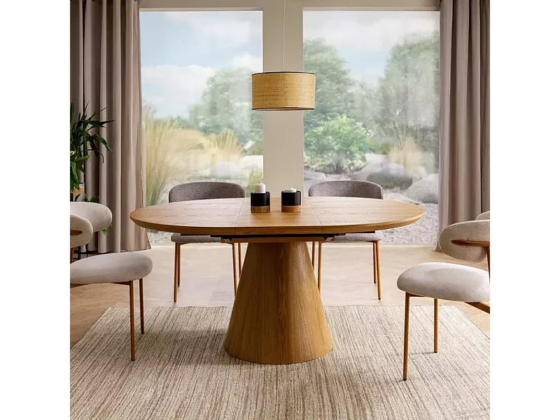 Chaise tissu gris pieds métal effet chêne assise stable et dossier ouvert JULIAZ