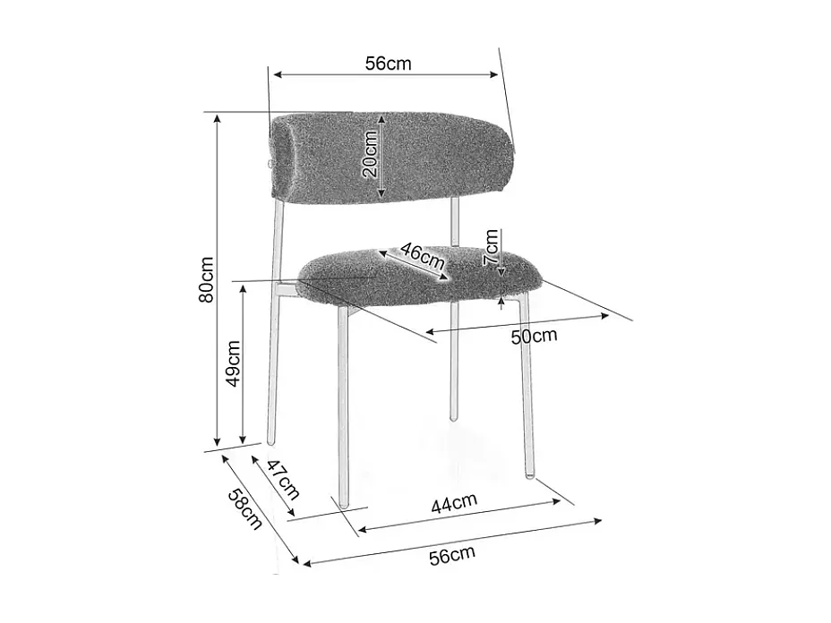 Chaise tissu gris pieds métal effet chêne assise stable et dossier ouvert JULIAZ