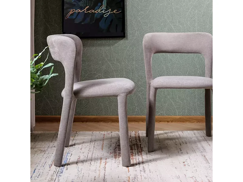 Chaise en tissu gris design arrondi doux et compact pour tous les espaces VASIA