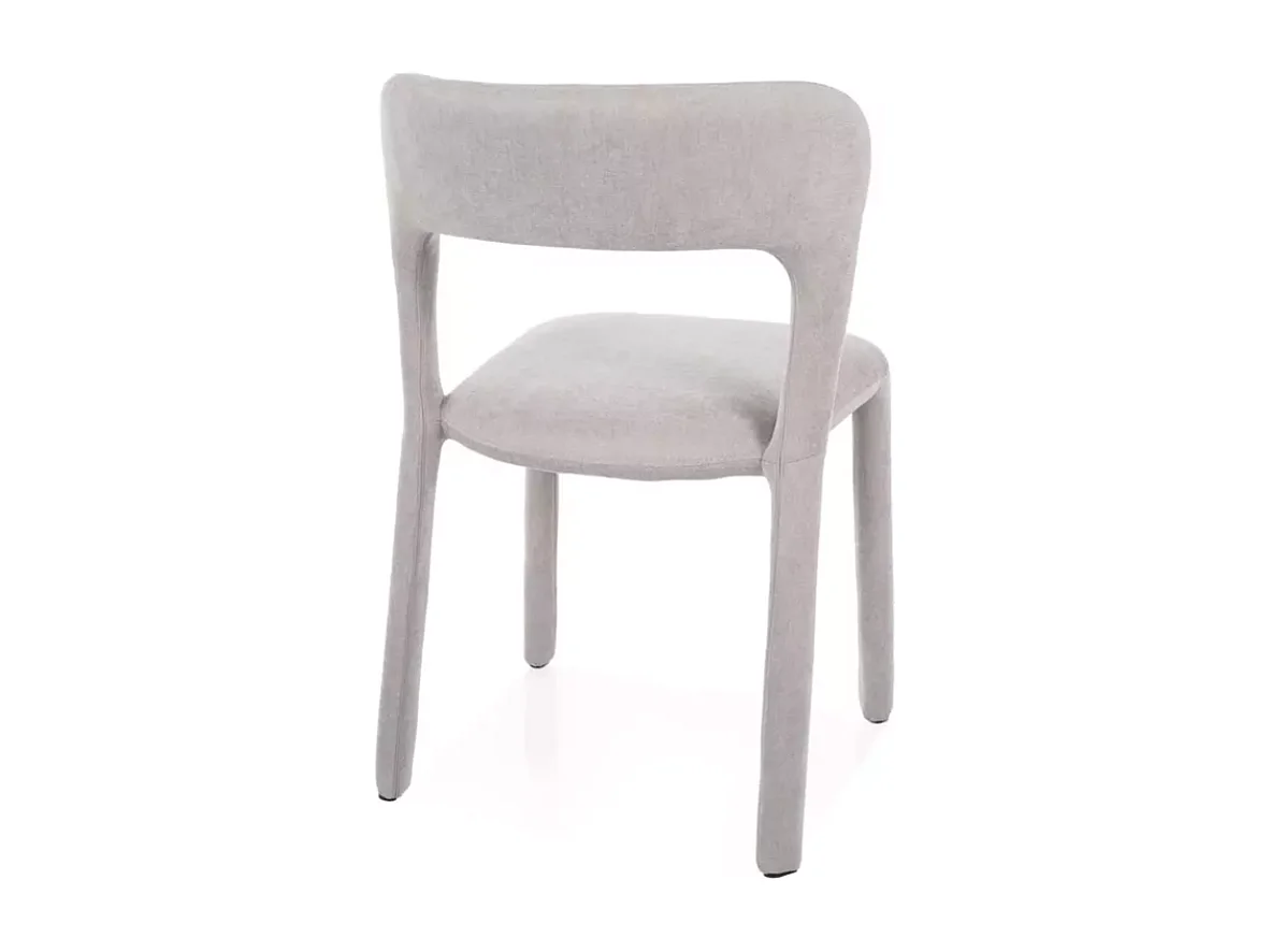 Chaise en tissu gris design arrondi doux et compact pour tous les espaces VASIA