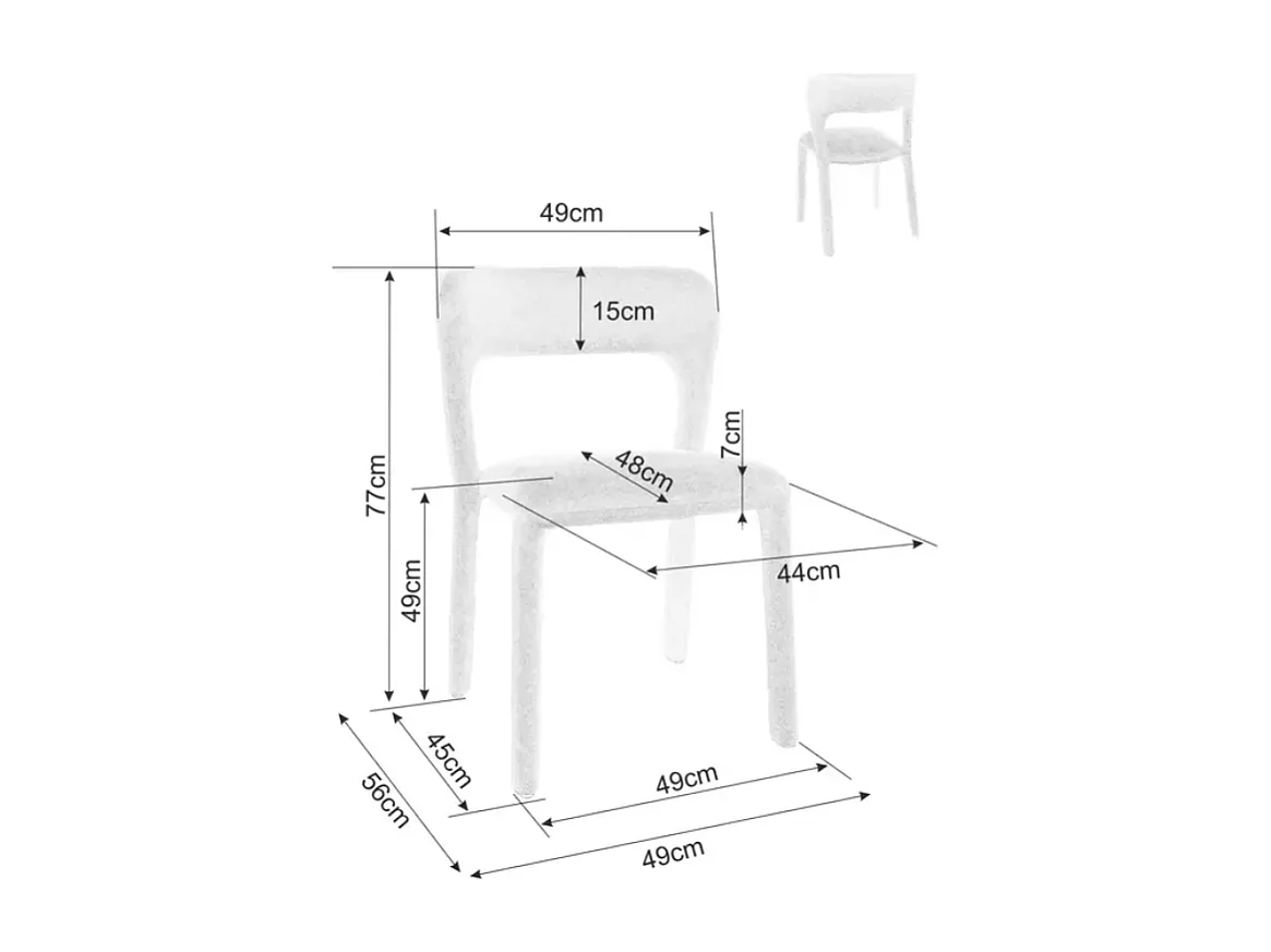 Chaise en tissu gris design arrondi doux et compact pour tous les espaces VASIA