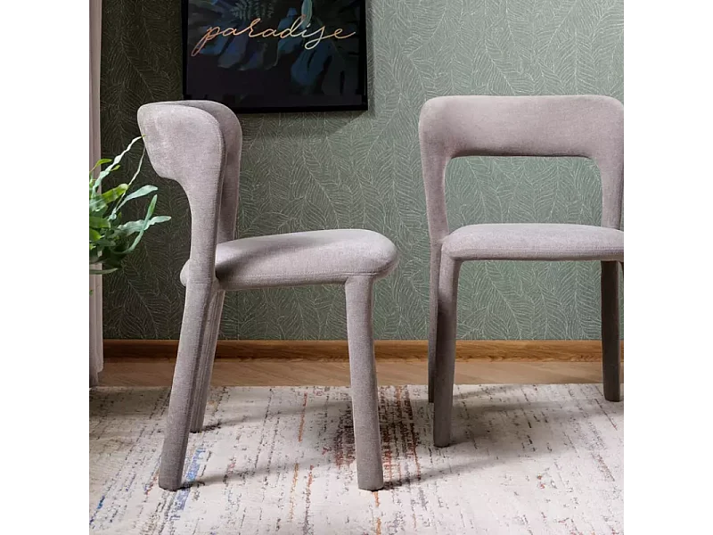 Chaise en tissu gris design arrondi doux et compact pour tous les espaces VASIA