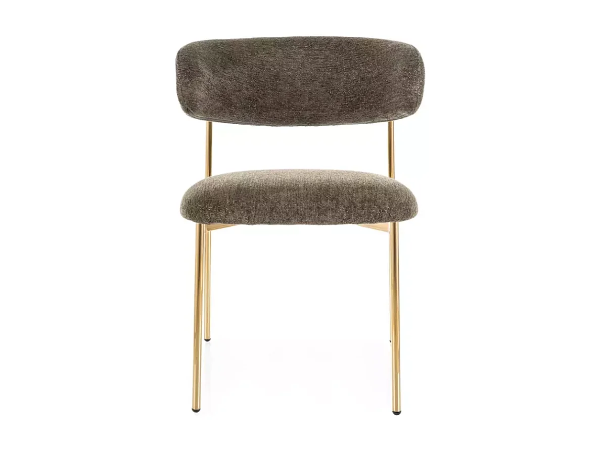 Chaise tissu olive pieds métal doré design élégant et assise moelleuse JULIAZ
