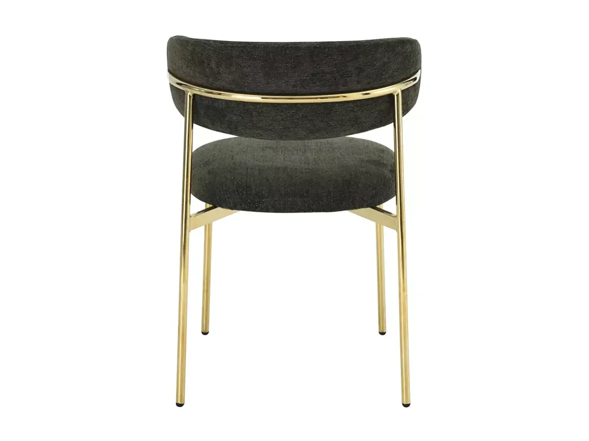 Chaise tissu olive pieds métal doré design élégant et assise moelleuse JULIAZ