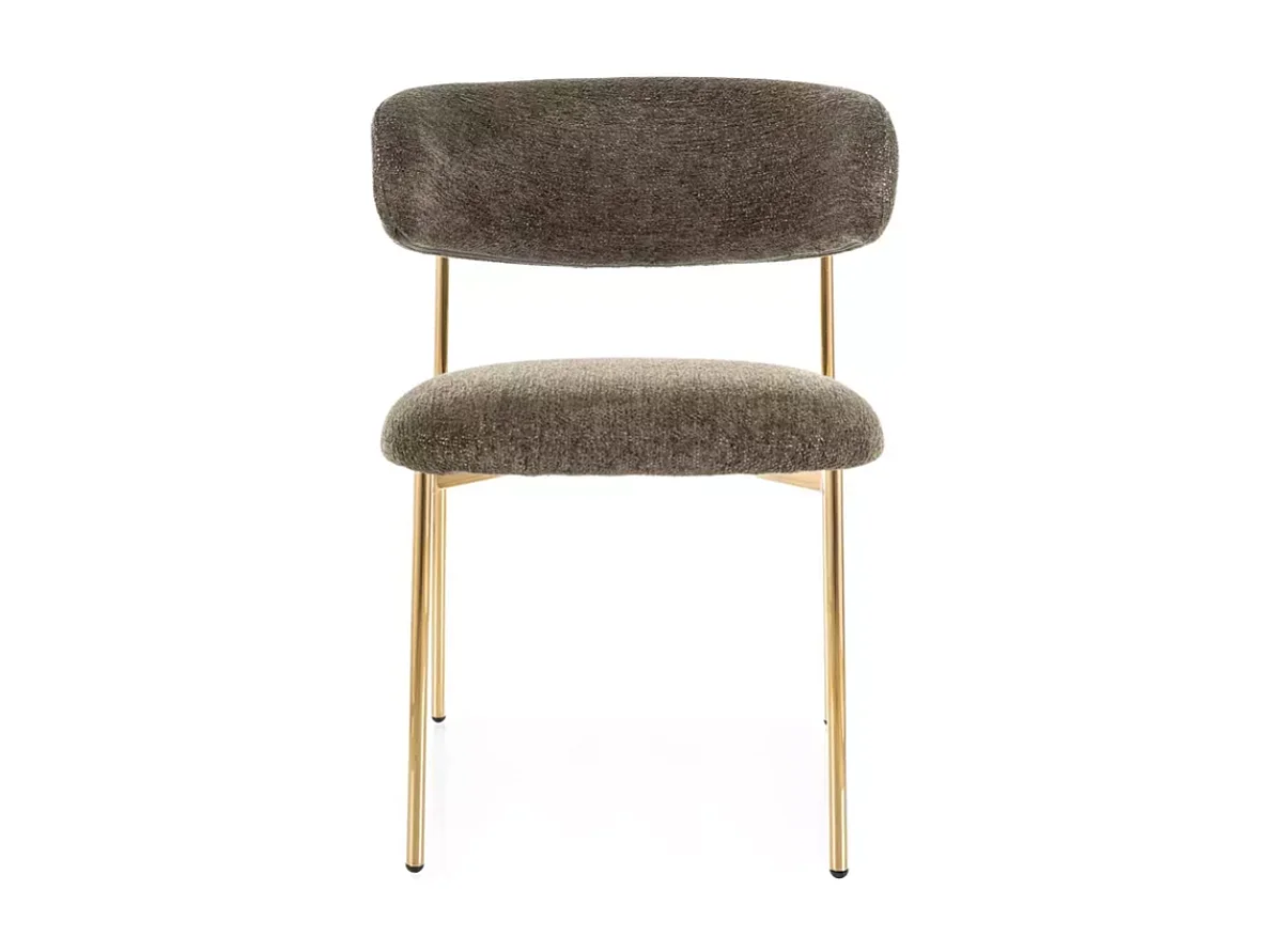 Chaise tissu olive pieds métal doré design élégant et assise moelleuse JULIAZ
