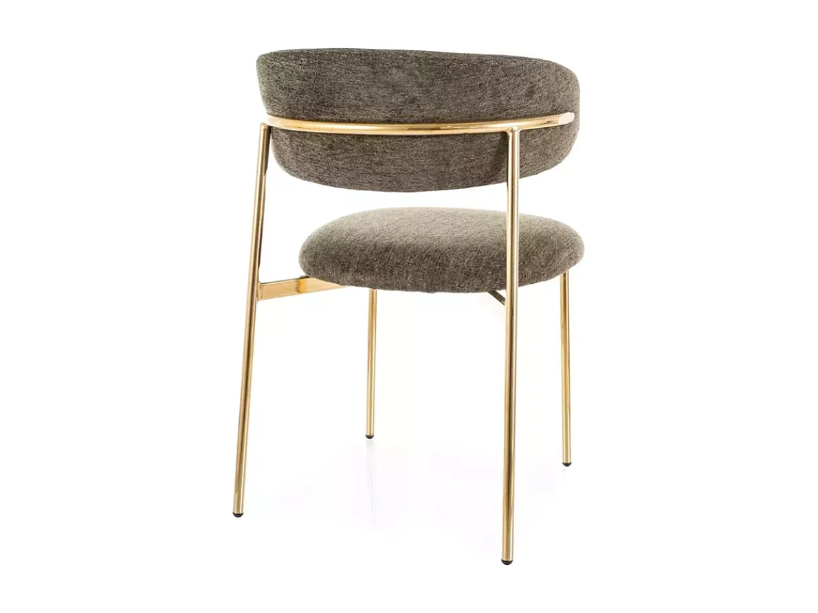 Chaise tissu olive pieds métal doré design élégant et assise moelleuse JULIAZ