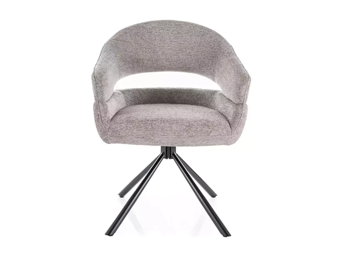 Chaise pivotante en tissu doux gris avec accoudoirs design, rotation 180° MASEE