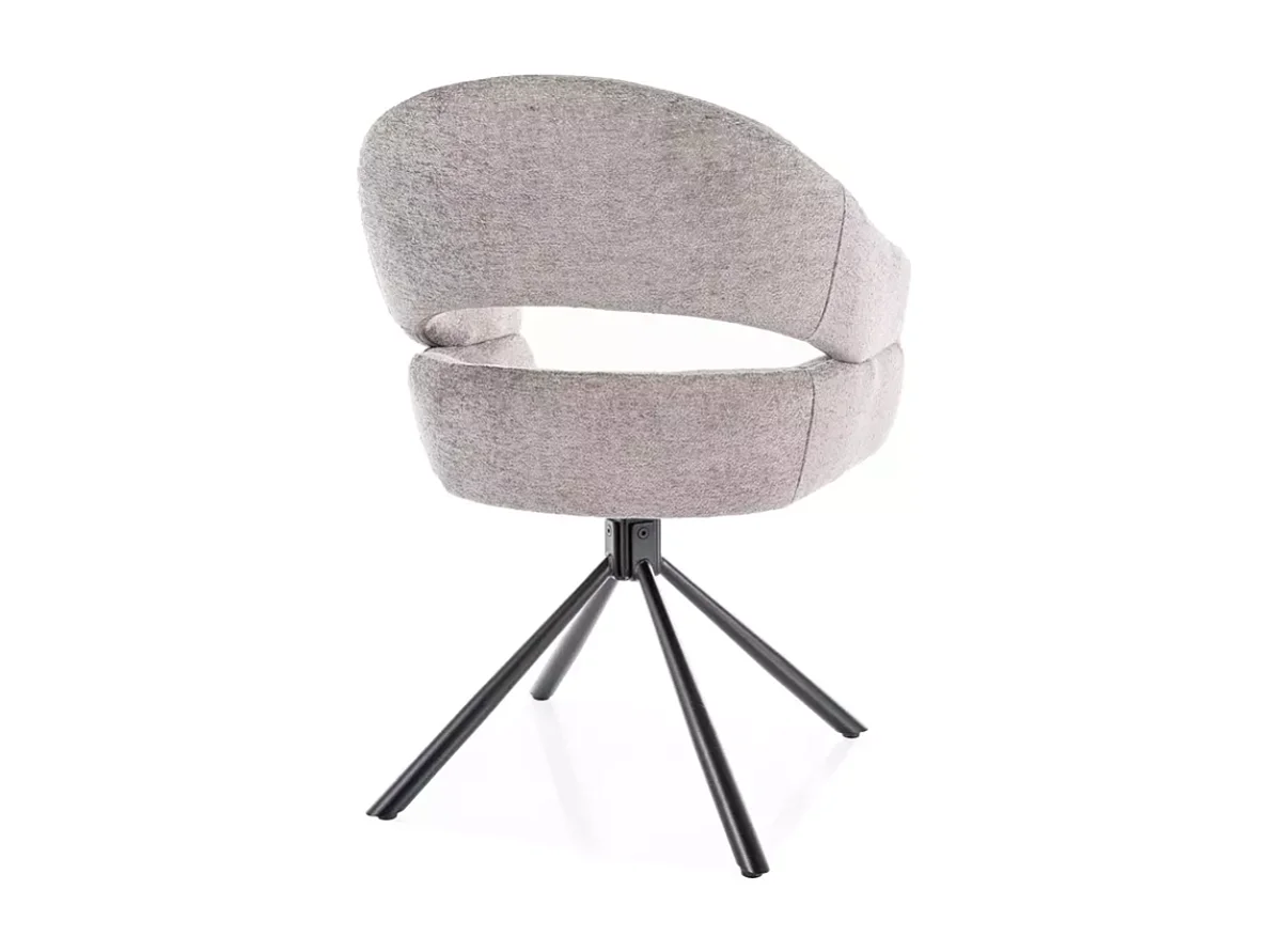 Chaise pivotante en tissu doux gris avec accoudoirs design, rotation 180° MASEE