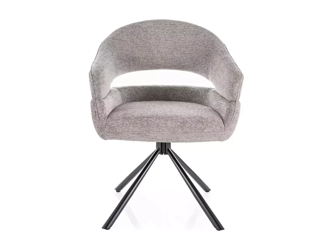 Chaise pivotante en tissu doux gris avec accoudoirs design, rotation 180° MASEE