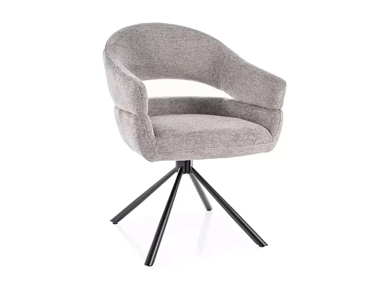 Chaise pivotante en tissu doux gris avec accoudoirs design, rotation 180° MASEE