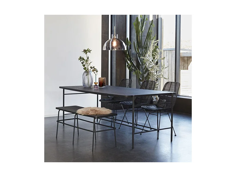 Banc design en bois et métal noir ASHA