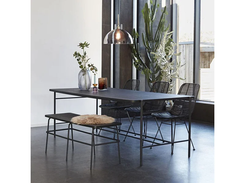 Banc design en bois et métal noir ASHA