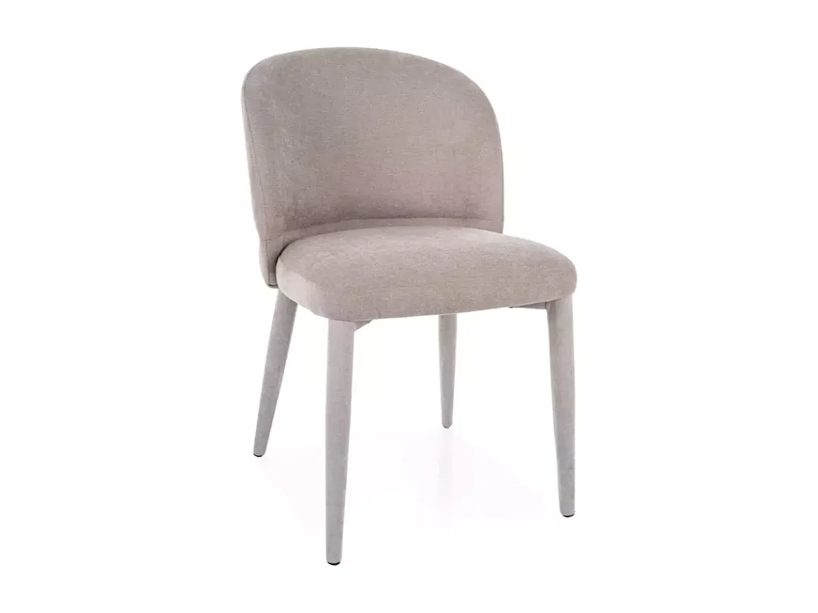 Chaise beige LYRO en tissu avec pieds gainé assorti et assise confortable