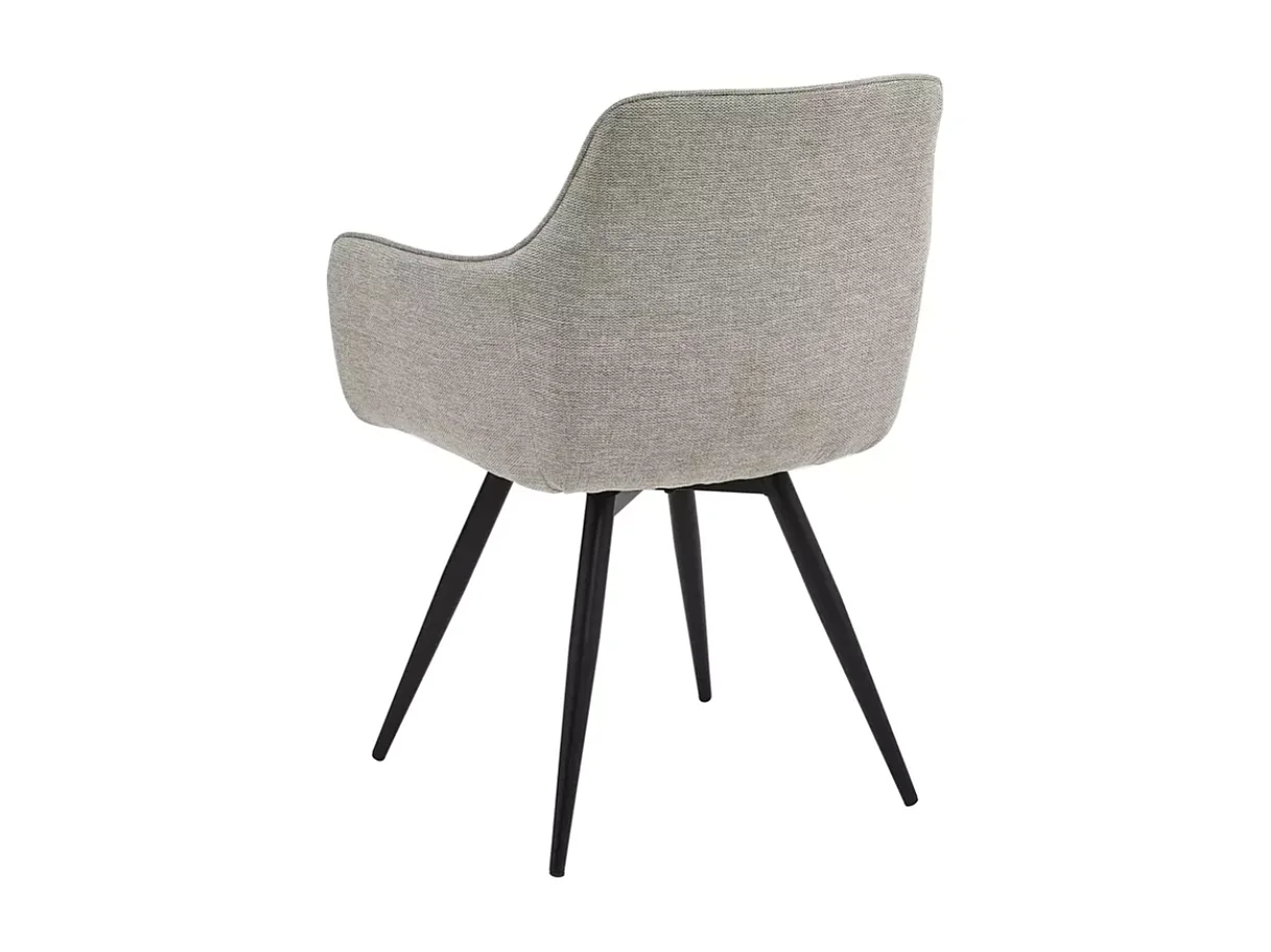 Chaise pivotante en tissu gris, structure noir mat, rotation 180° LOUP