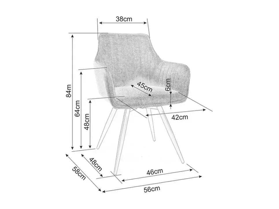 Chaise pivotante en tissu gris, structure noir mat, rotation 180° LOUP