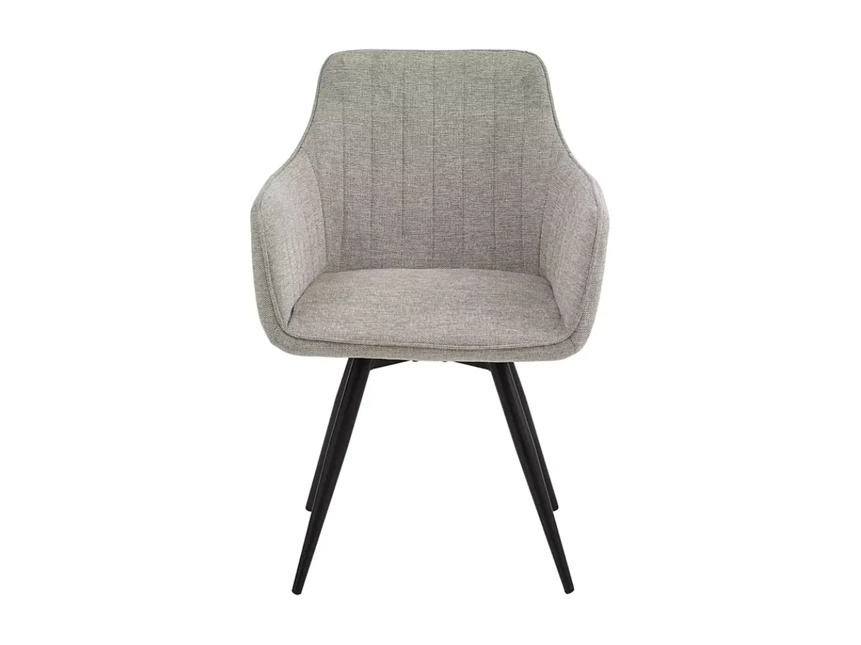 Chaise pivotante en tissu gris, structure noir mat, rotation 180° LOUP