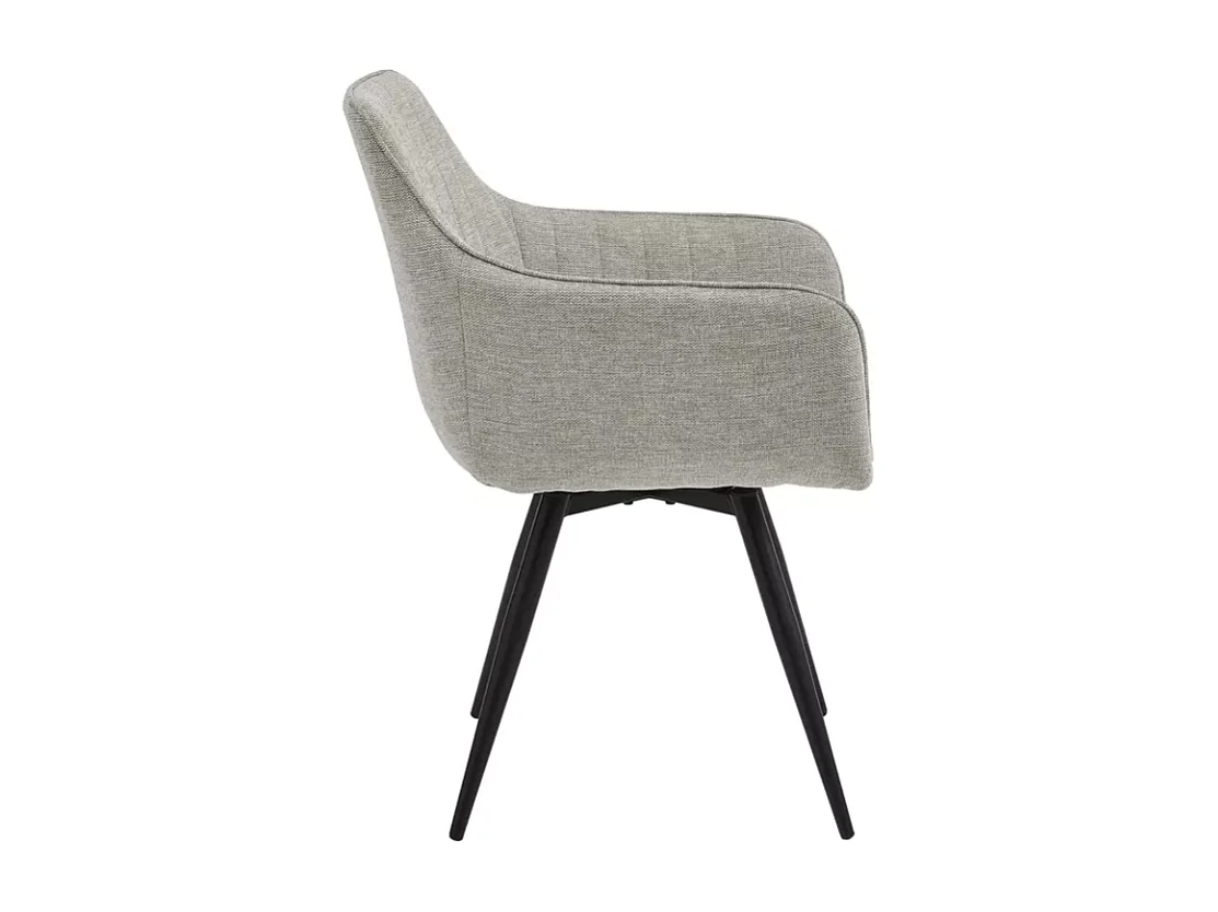 Chaise pivotante en tissu gris, structure noir mat, rotation 180° LOUP