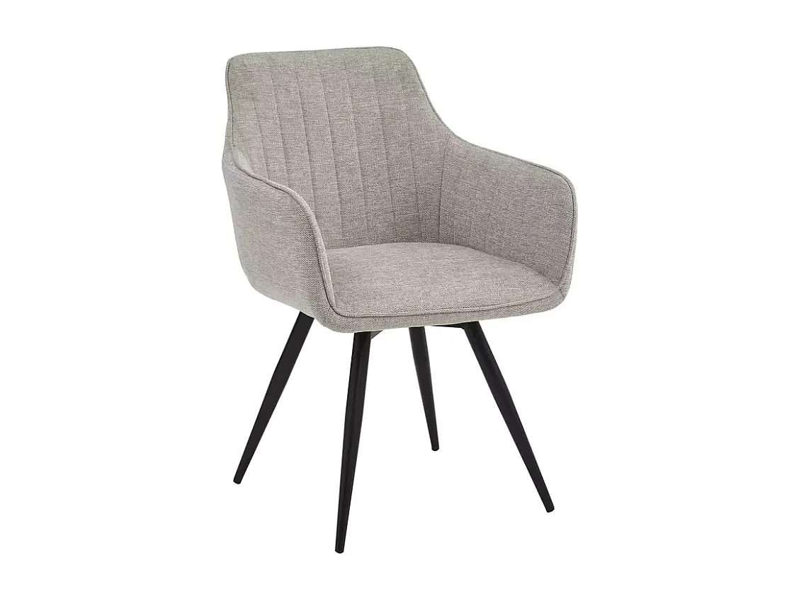 Chaise pivotante en tissu gris, structure noir mat, rotation 180° LOUP