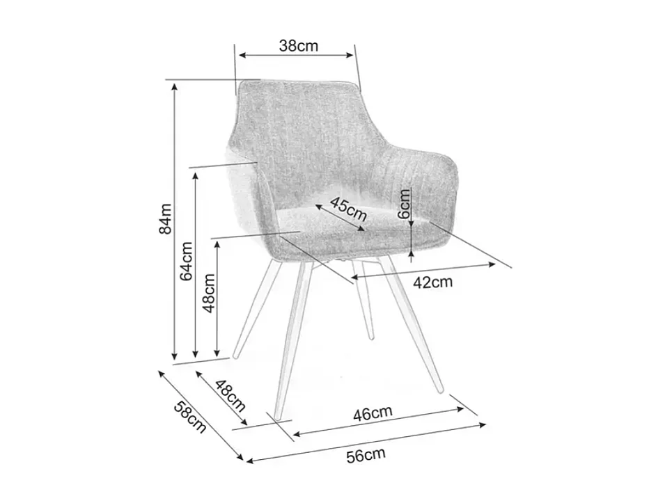 Chaise pivotante en tissu gris, structure noir mat, rotation 180° LOUP