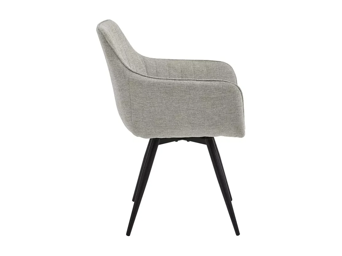 Chaise pivotante en tissu gris, structure noir mat, rotation 180° LOUP