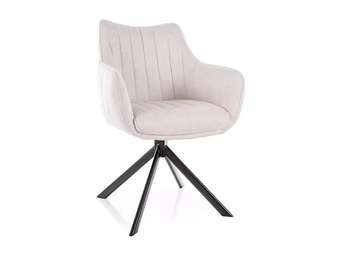 Chaise pivotante en tissu beige clair, structure noir mat, rotation 180° NOPE 2
