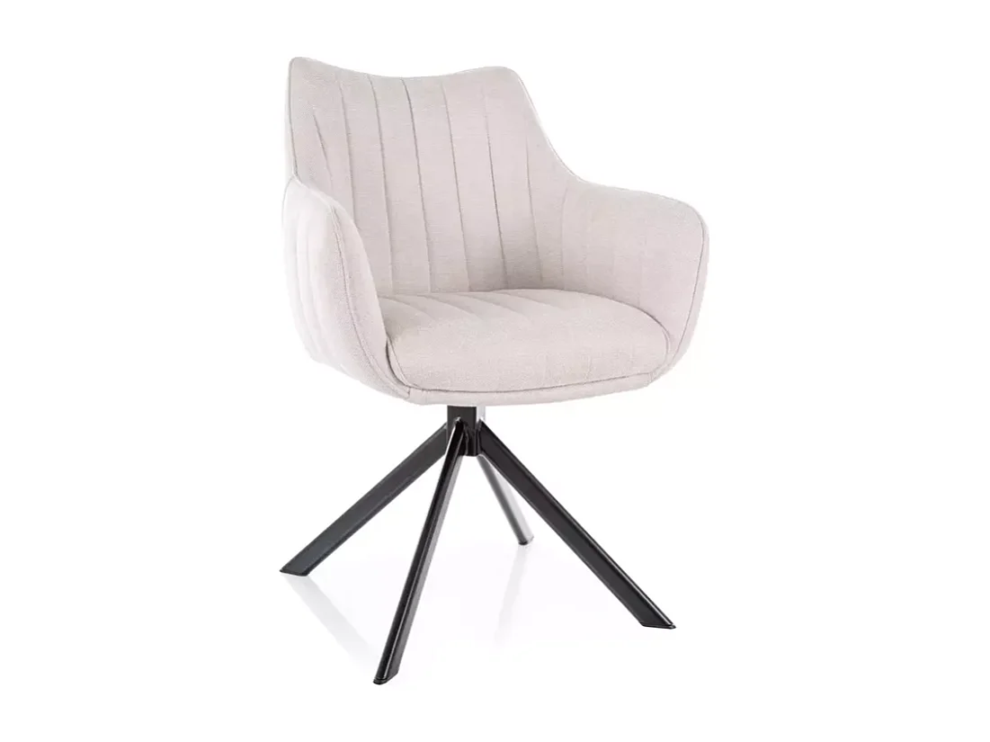 Chaise pivotante en tissu beige clair, structure noir mat, rotation 180° NOPE 2