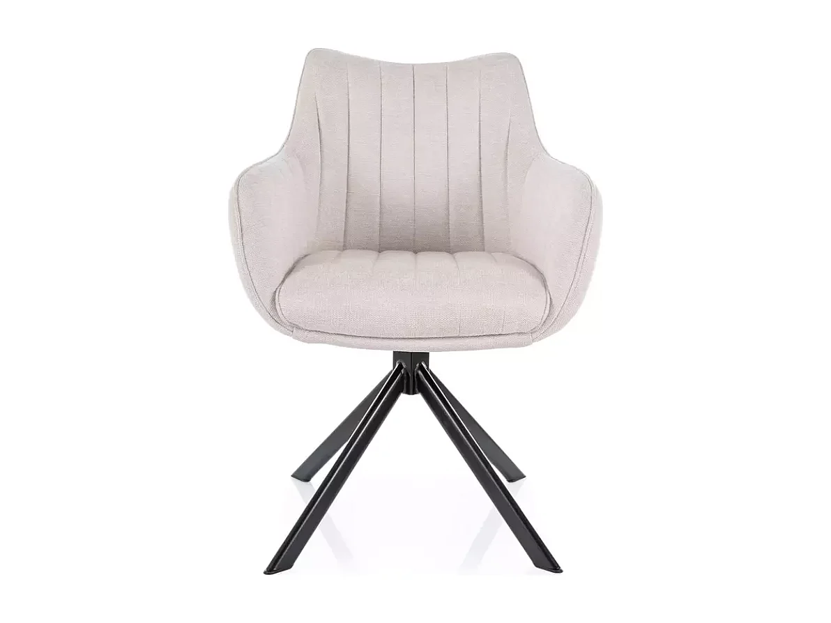 Chaise pivotante en tissu beige clair, structure noir mat, rotation 180° NOPE 2