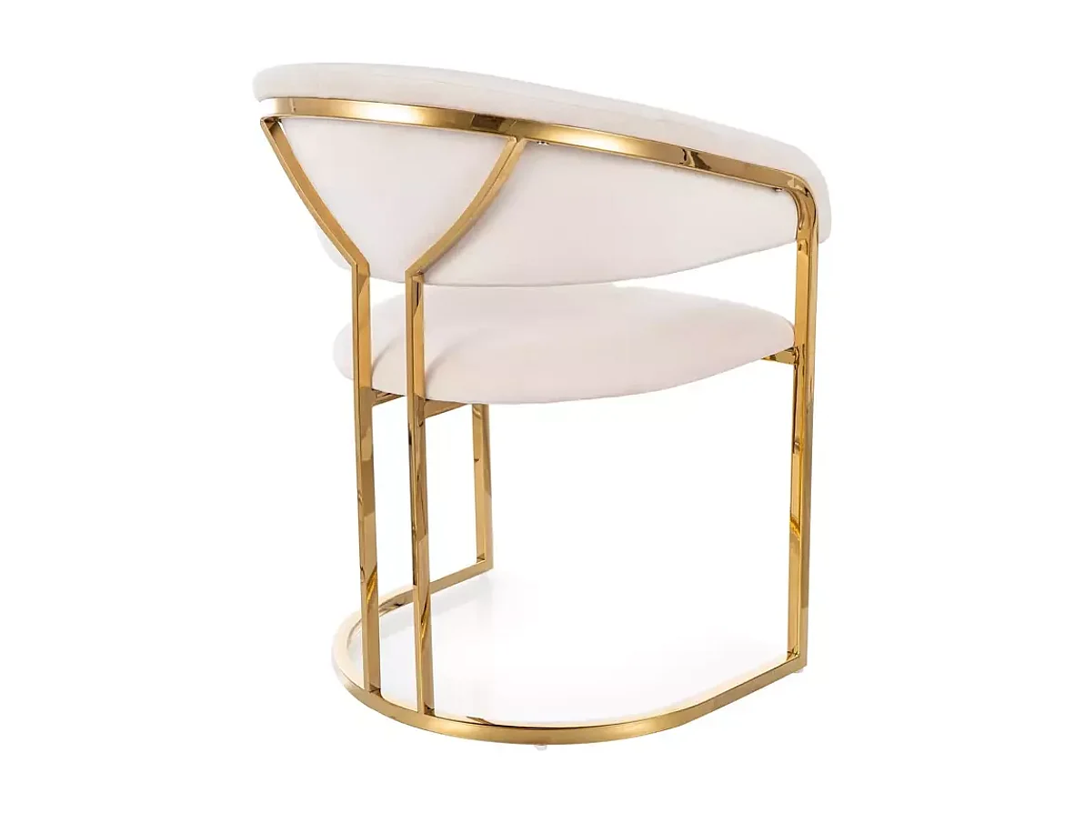 Chaise en velours beige avec structure dorée élégante en inox brillant TANGY