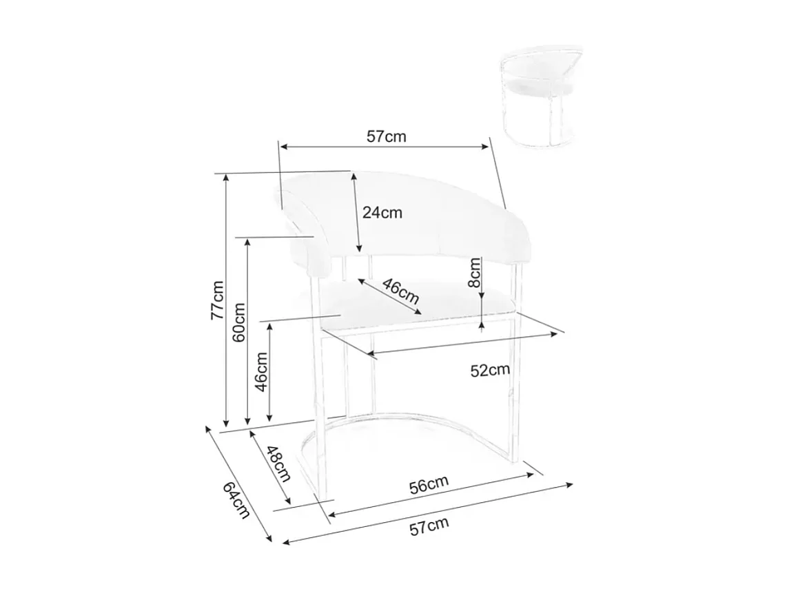 Chaise en velours beige avec structure dorée élégante en inox brillant TANGY