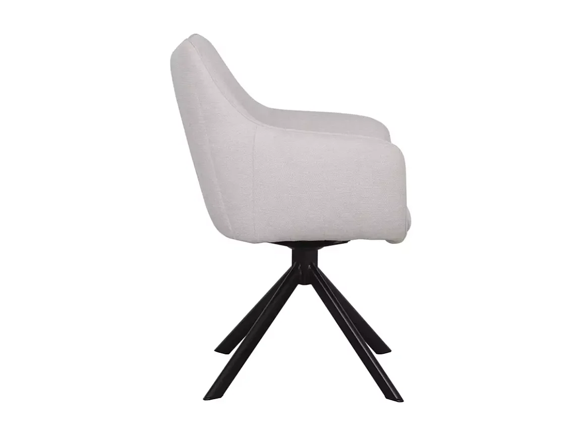 Chaise pivotante en tissu velours beige clair avec structure en métal noir mat NOPE