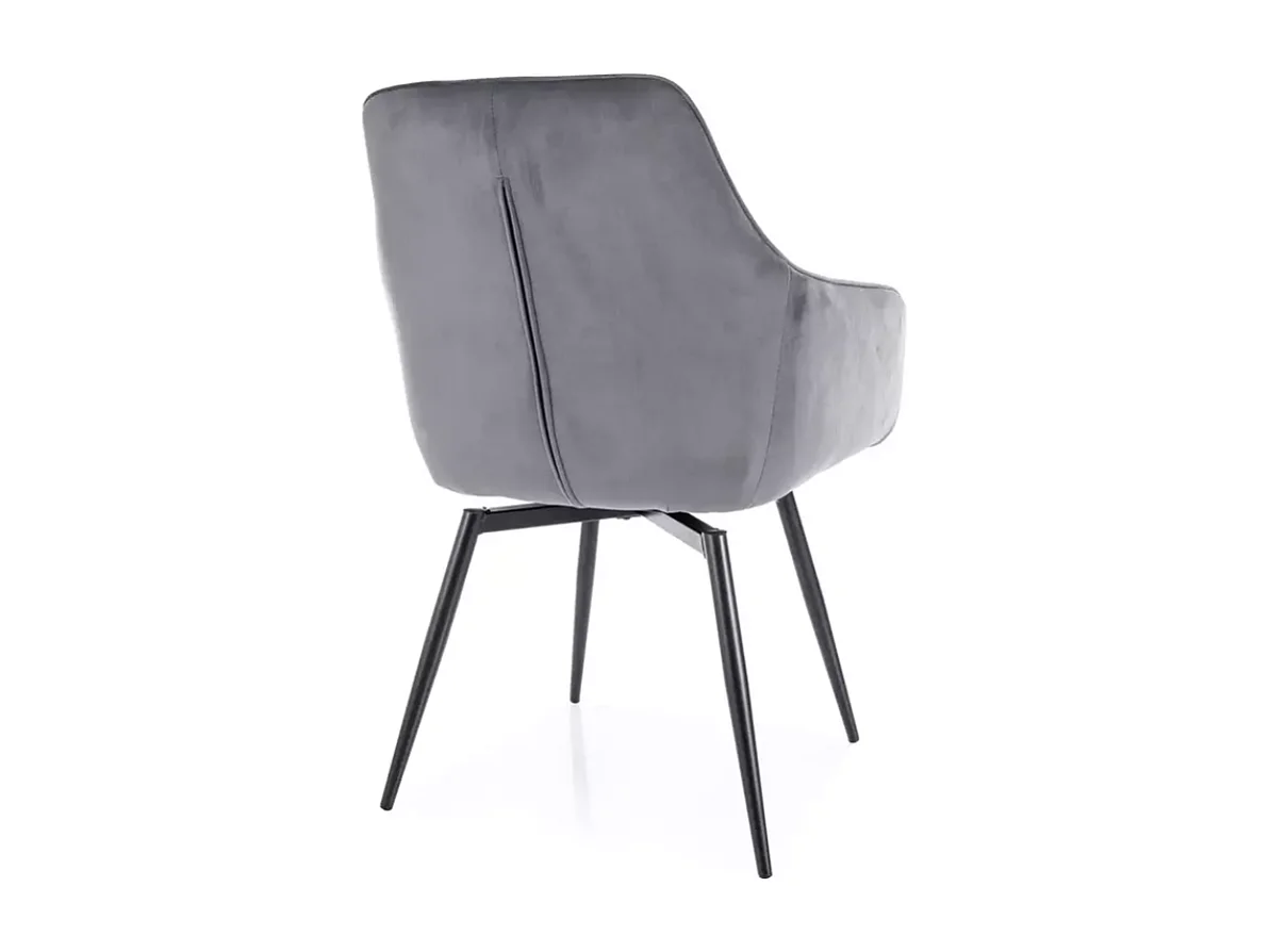 Chaise velours gris avec retour automatique et pieds métal FLOUTE