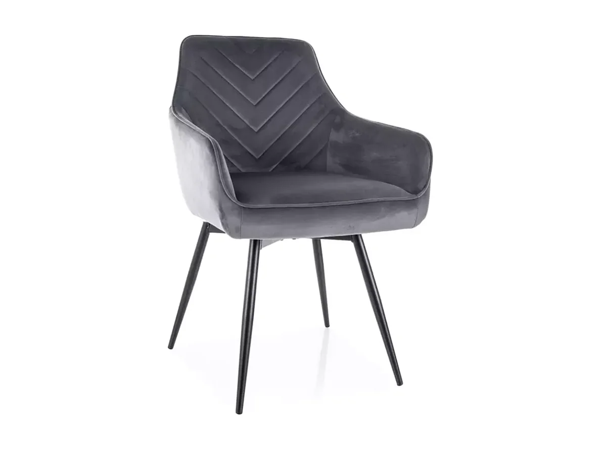 Chaise velours gris avec retour automatique et pieds métal FLOUTE