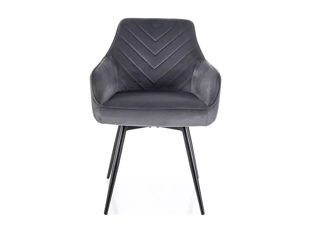 Chaise velours gris avec retour automatique et pieds métal FLOUTE