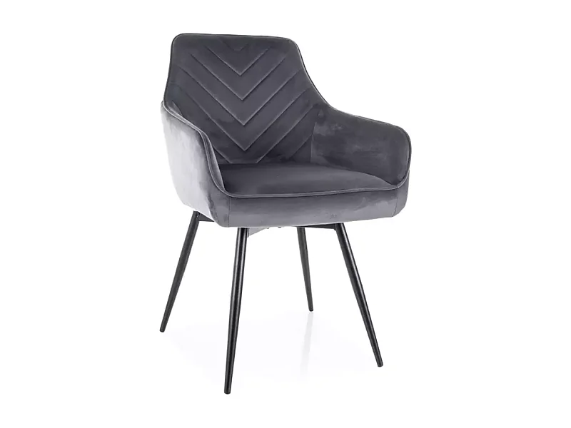 Chaise velours gris avec retour automatique et pieds métal FLOUTE