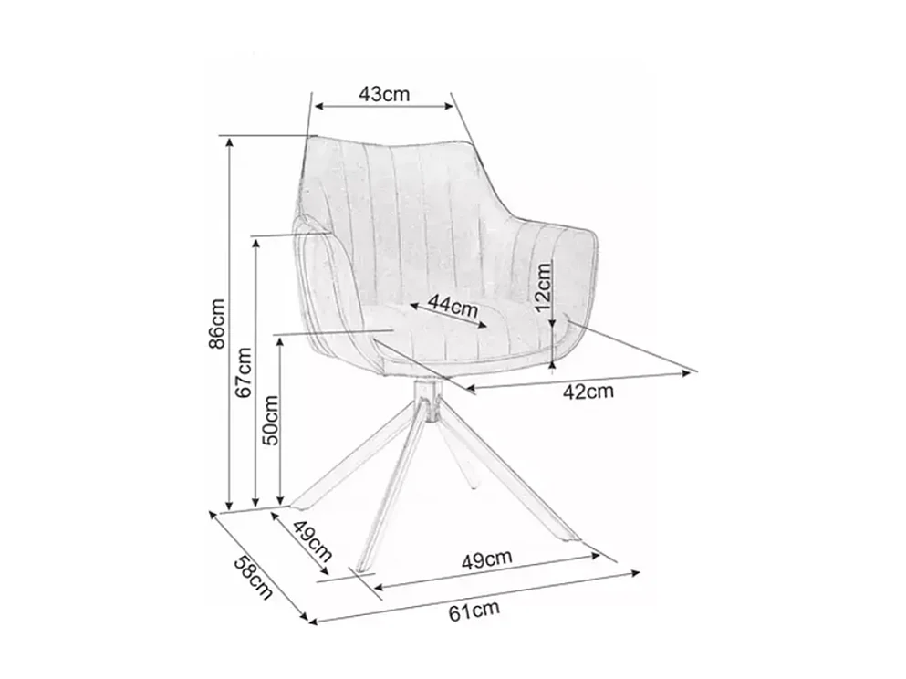 Chaise pivotante en tissu velours cappuccino avec structure en métal noir mat NOPE