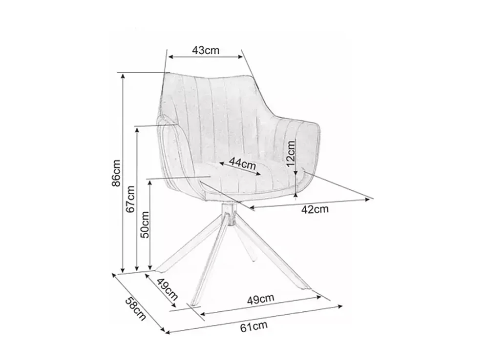 Chaise pivotante en tissu velours cappuccino avec structure en métal noir mat NOPE