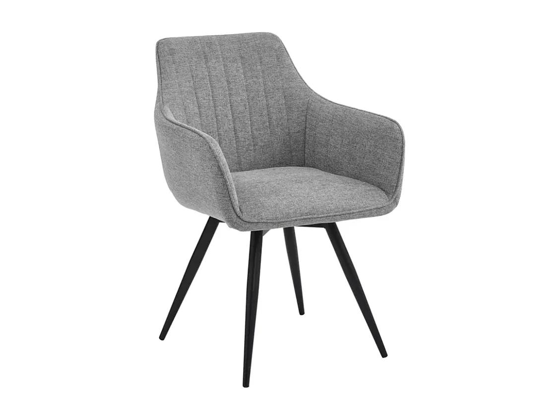 Chaise pivotante en tissu beige clair, structure noir mat, rotation 180° LOUP