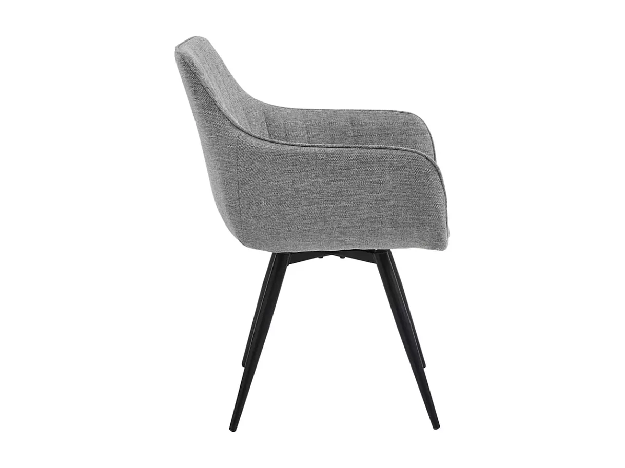 Chaise pivotante en tissu beige clair, structure noir mat, rotation 180° LOUP