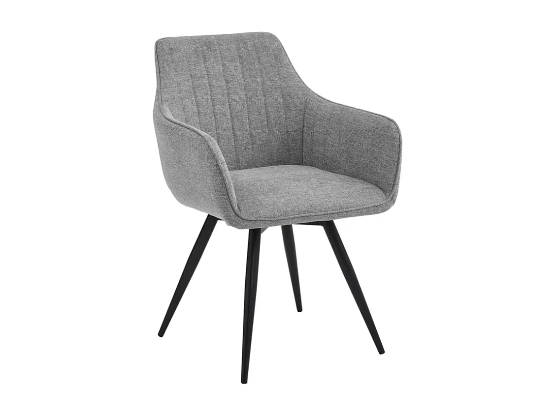 Chaise pivotante en tissu beige clair, structure noir mat, rotation 180° LOUP