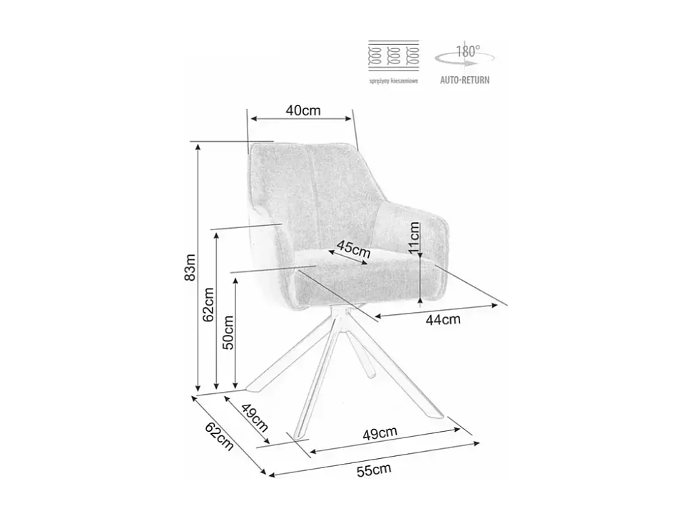 Chaise beige pivotante tissu avec assise à ressorts ensachés NANO
