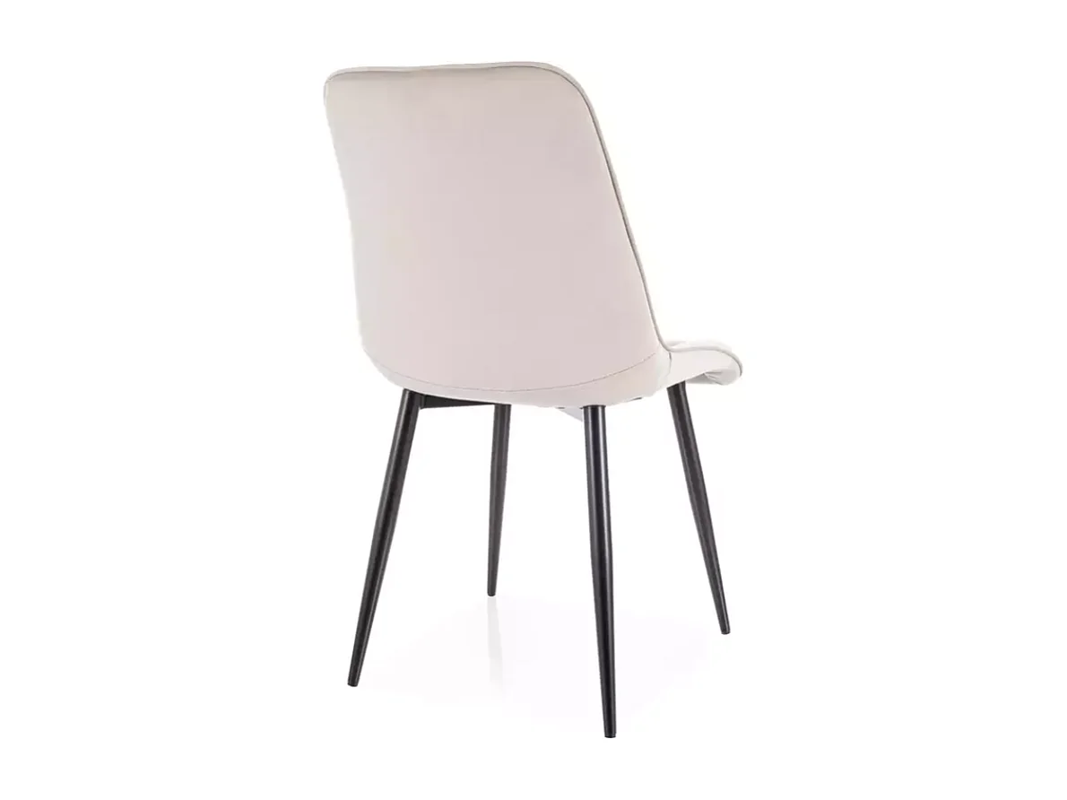 Chaise velours beige avec pieds métal noir mat dossier matelassé TIRRES