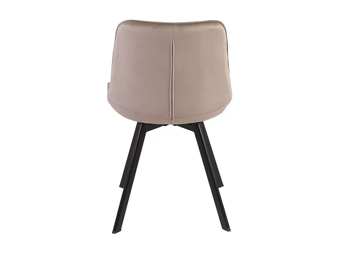 Chaise LOUPI en velours beige pivotante et pieds métal noir mat rembourrée