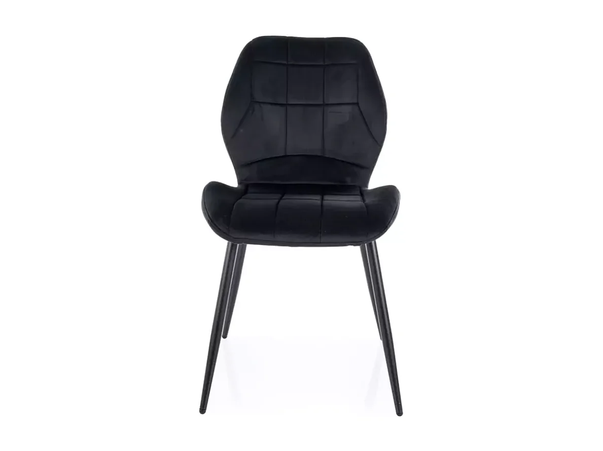 Chaise noire velours pieds métal noir mat assise moelleuse style minimal NEPTYN