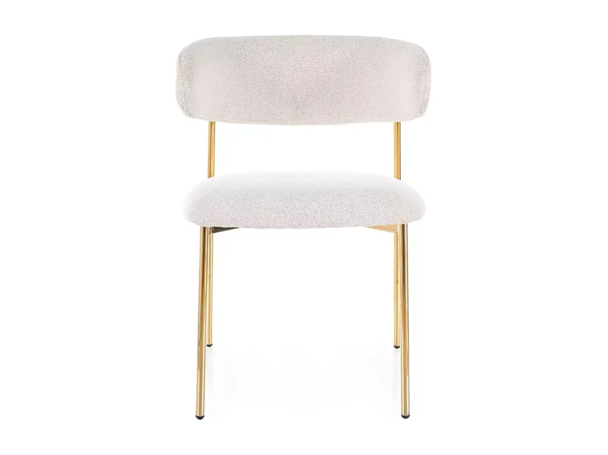 Chaise tissu beige avec structure métal doré style raffiné et minimal JULIAZ