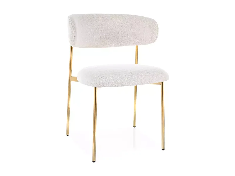 Chaise tissu beige avec structure métal doré style raffiné et minimal JULIAZ
