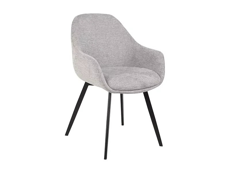 Chaise tissu gris avec accoudoirs ergonomiques et piètement en métal noir MOLYNE