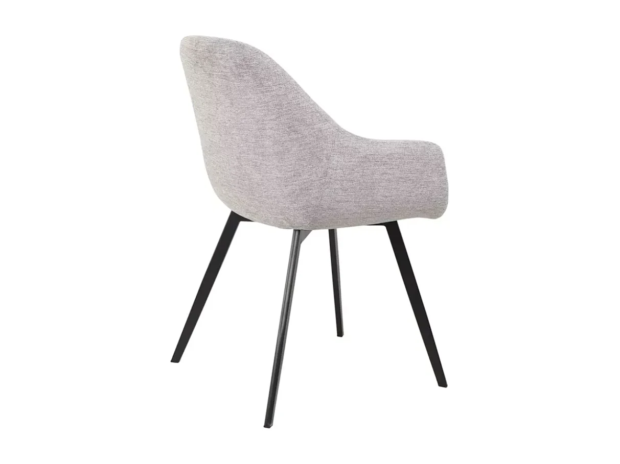 Chaise tissu gris avec accoudoirs ergonomiques et piètement en métal noir MOLYNE