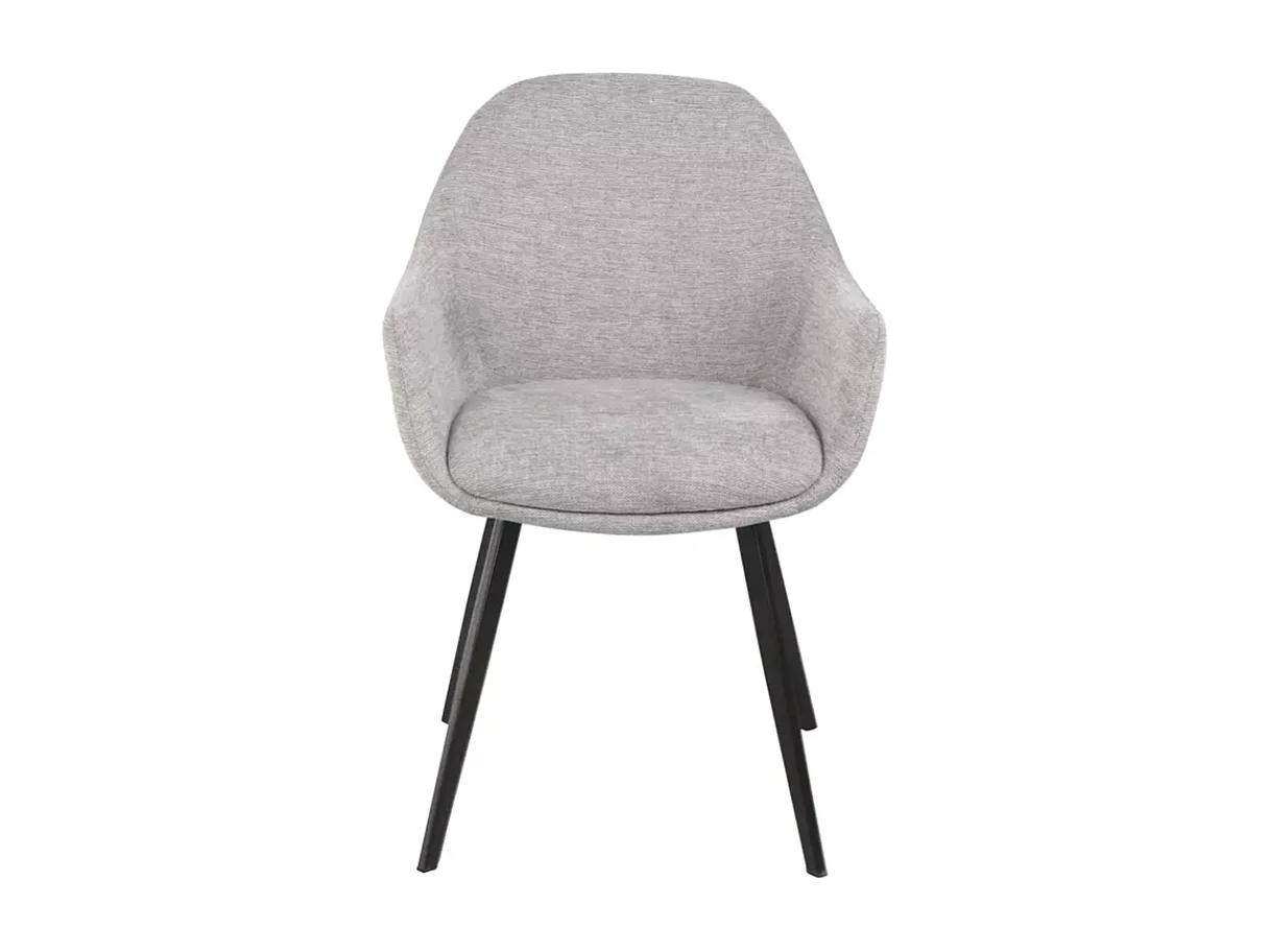 Chaise tissu gris avec accoudoirs ergonomiques et piètement en métal noir MOLYNE