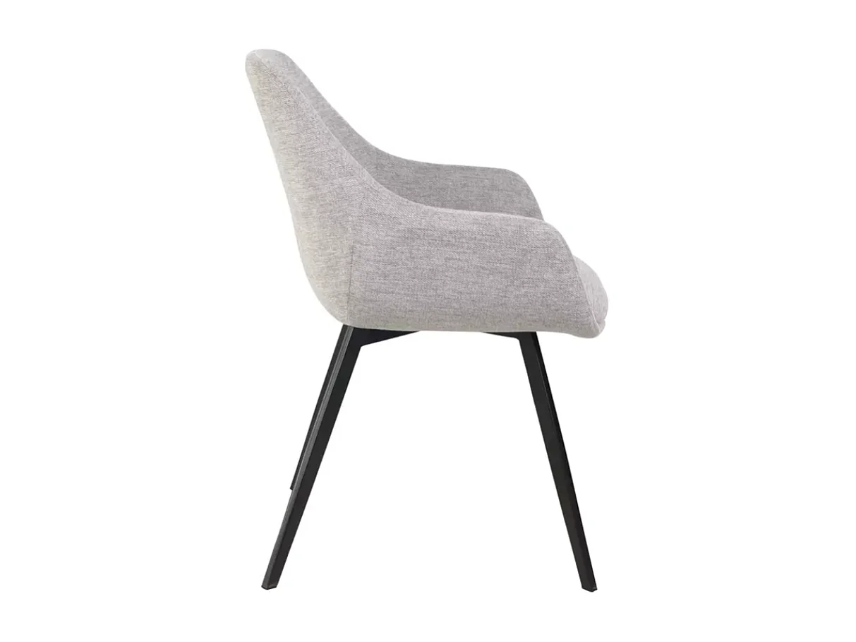 Chaise tissu gris avec accoudoirs ergonomiques et piètement en métal noir MOLYNE