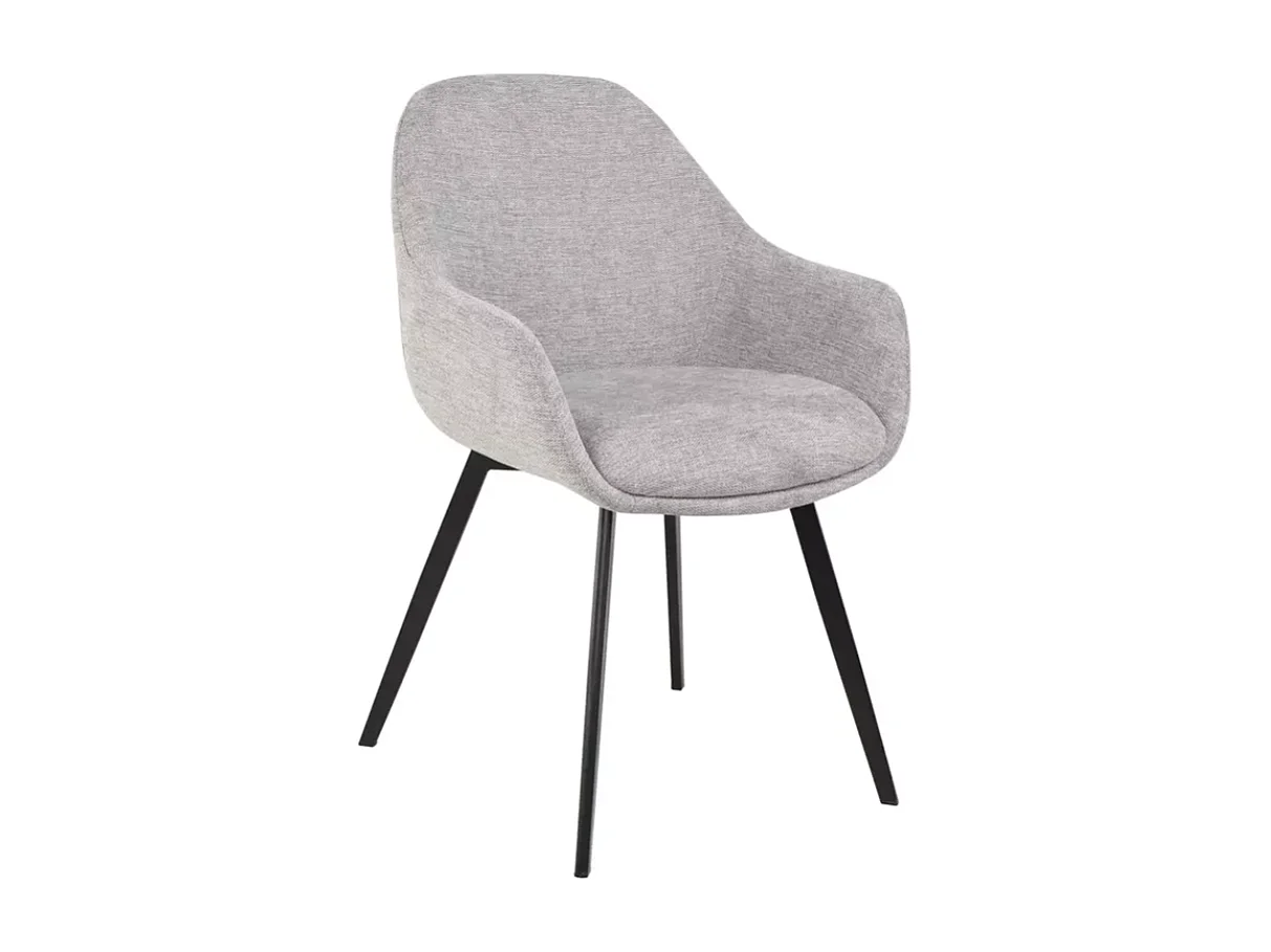 Chaise tissu gris avec accoudoirs ergonomiques et piètement en métal noir MOLYNE